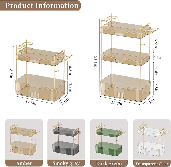 YCIA&DONE Luxury Bathroom Counter Organizer, Large Makeup Organizer Countertop - Image 4