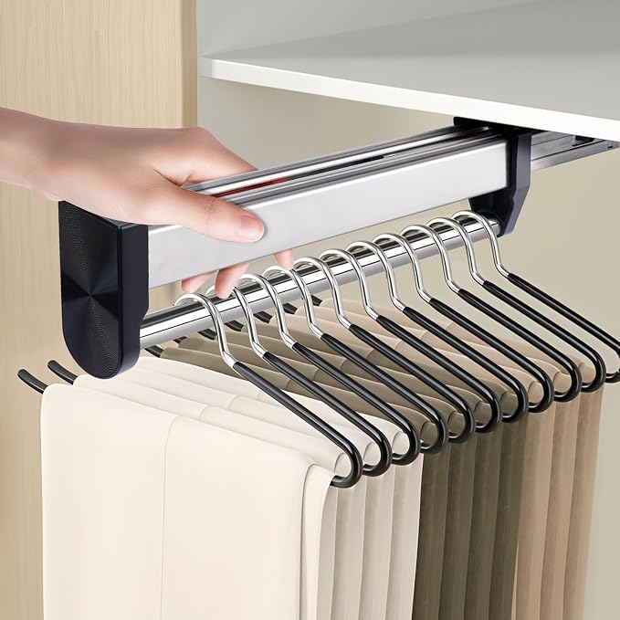 Pull Out Valet Rods for Closets, Clothes Hanger Rail Slide Out Adjustable Heavy - Image 6