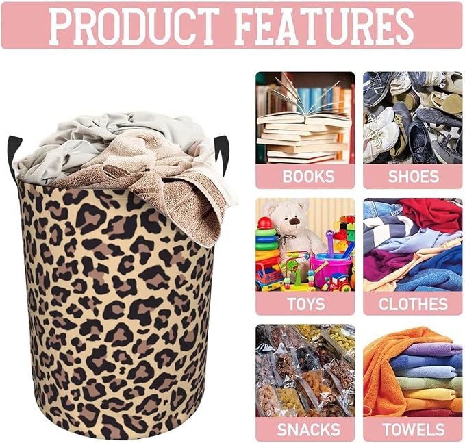 Leopard Print Animal Cheetah Laundry Hamper Bag - Image 8