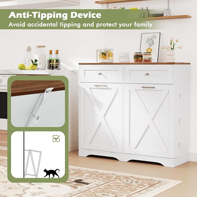 LOKO Tilt Out Trash Can Cabinet, Kitchen Island - Image 8
