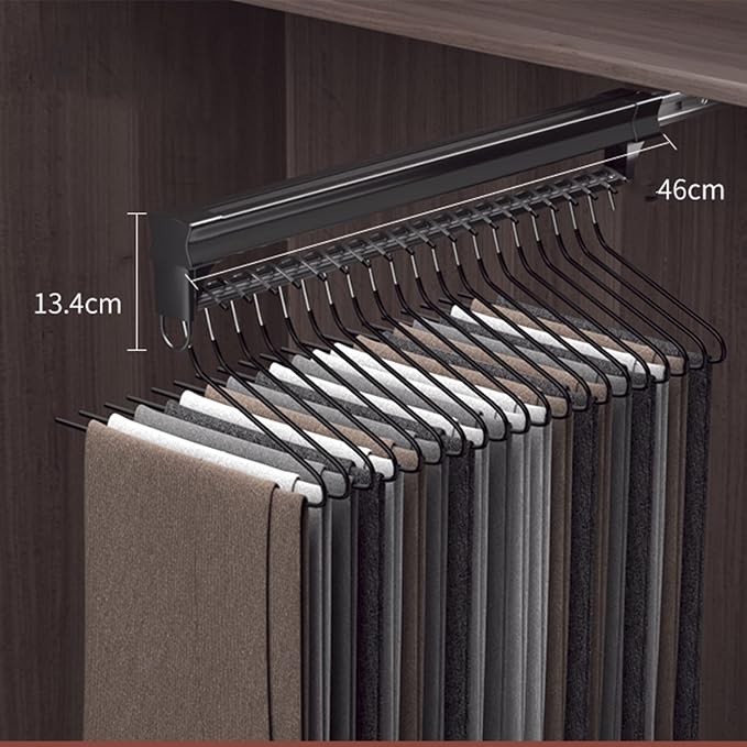 Wardrobe Clothing Rail Wardrobe Pants Hanger Rack Bar, Pull-Out Closet Valet - Image 2