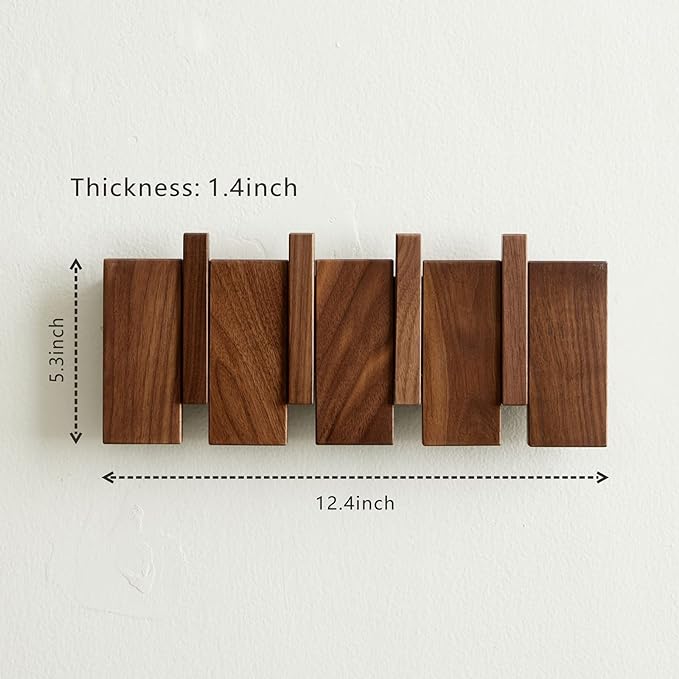 Wooden Coat Hooks Wall Mounted, Coat Rack Hanger Wall Mount - Image 3