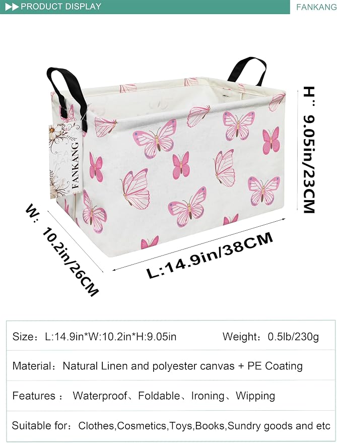 FANKANG Storage Bins, Nursery Hamper Canvas Laundry Basket Foldable - Image 2