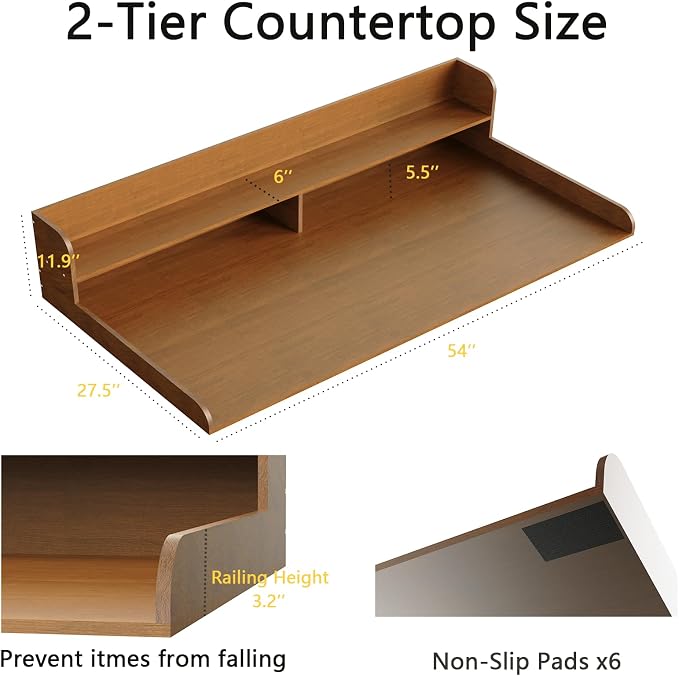 Fabuday 2-Tier Wood Washer Dryer Countertop - Image 2