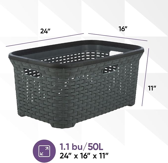 Superio Laundry Basket Wicker Style Storage Hamper Basket - Image 2