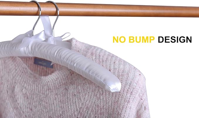 Amber Home 5 Pack 17 Inch Large White Satin Padded Hangers - Image 6