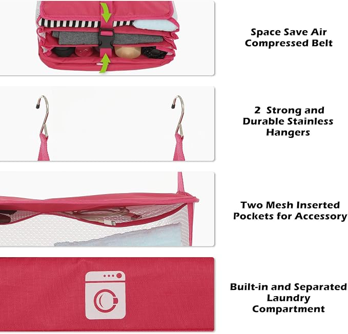 ELEZAY Hanging Packing Cubes Portable Travel Closet Collapsible Compression - Image 5