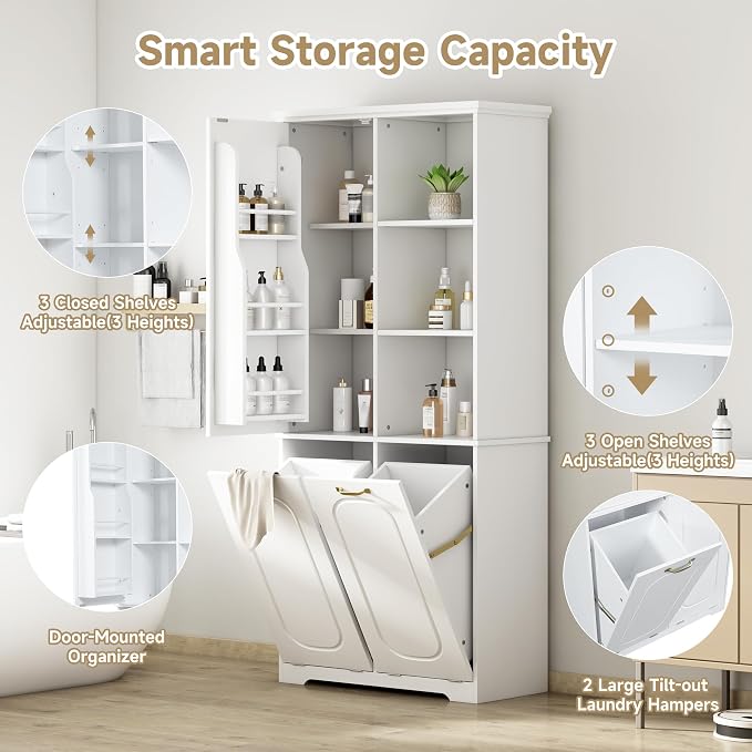 68" Tall Bathroom Storage Cabinet - Image 6
