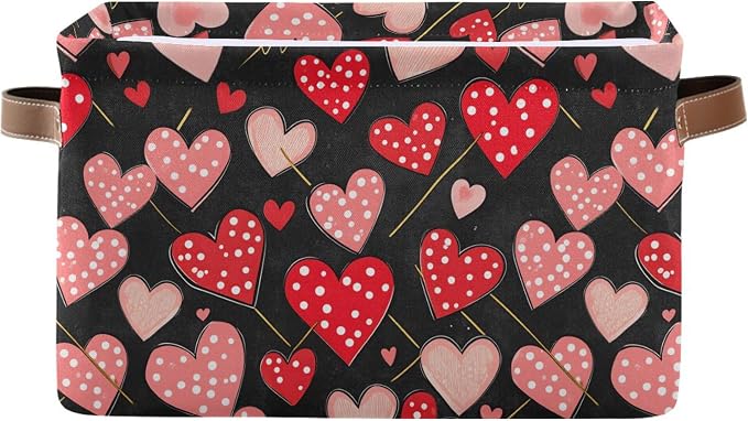 Wamika Happy Valentine's Day Black Storage Basket by Wamika