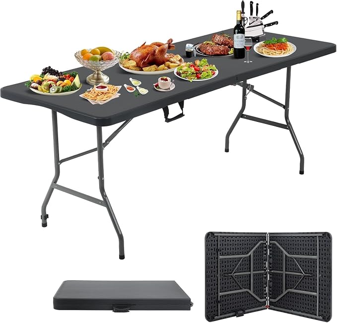 HKLGorg Folding Table, Heavy Duty Plastic Folding Utility Table Indoor Outdoor by HKLGorg