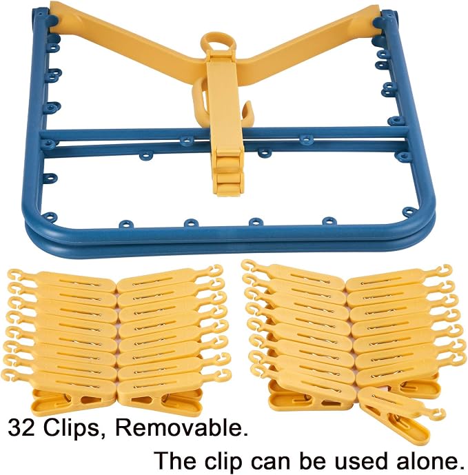 Drip Hanger Foldable Clip Hangers Plastic Wth 32 Drying Clips Wind-Proof Hook - Image 4