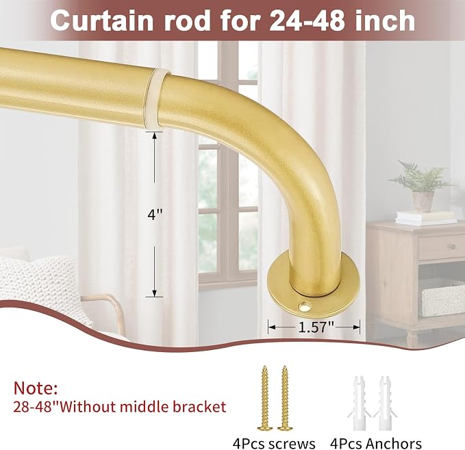 Meriville 1-Inch Diameter Wrap Around Blackout Curtain Rod, 28-Inch to 48-Inch - Image 4