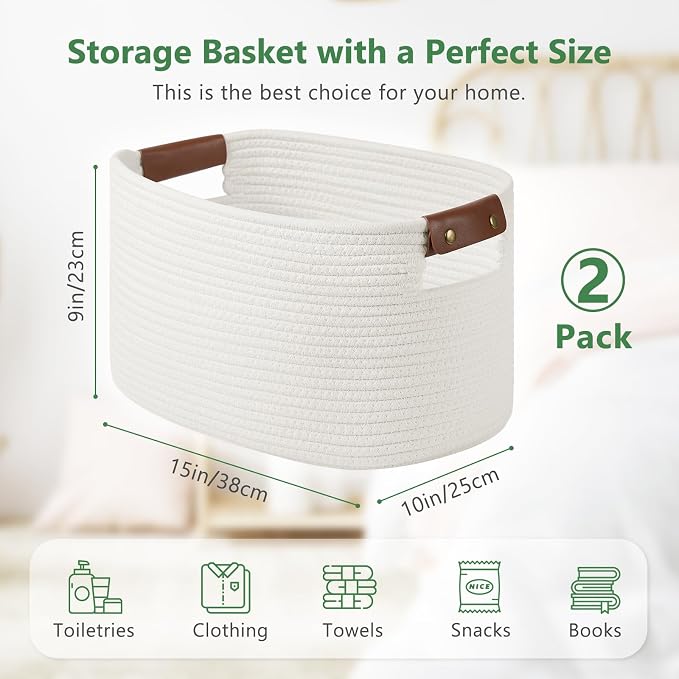 Cotton Rope Basket, Storage Baskets - Image 3