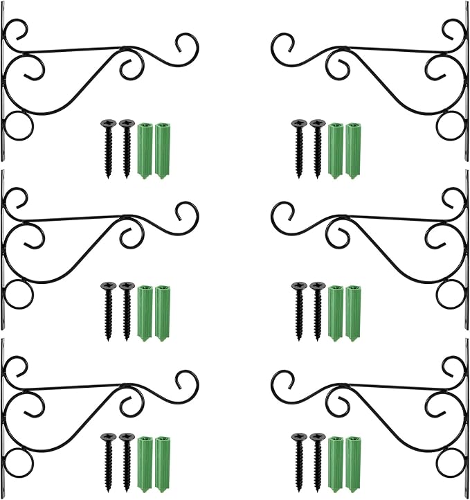 Fasmov 6 Pack Hanging Plant Brackets, Wind Chimes, Ornaments - Image 2