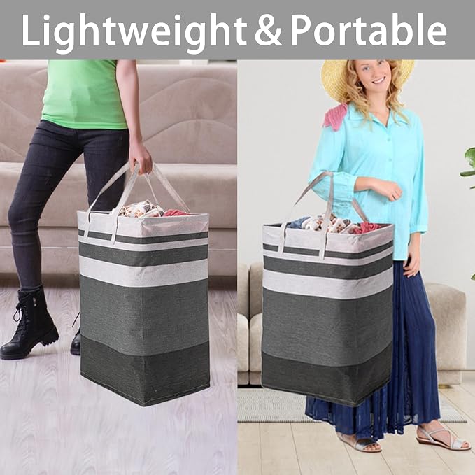 BOOMIBOO 2 Pack Large Laundry Basket, Waterproof Freestanding Laundry Hamper - Image 7