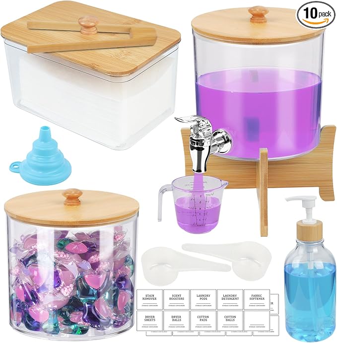 Laundry Room Organization Set 12, Laundry Pods Container & Dryer Sheet Holder by Ecopandy