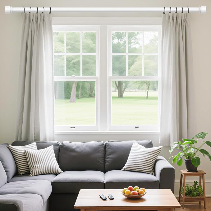 White Curtain Rods for Windows 28 to 48 Inch, Heavy Duty 1'' Diameter - Image 2