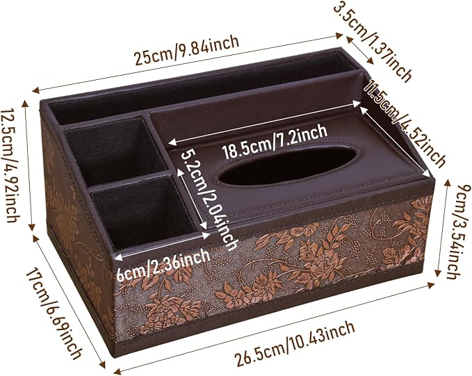 Marte Vanci Leather Tissue Box Cover Rectangular Multifunctional Tissue Holder - Image 2