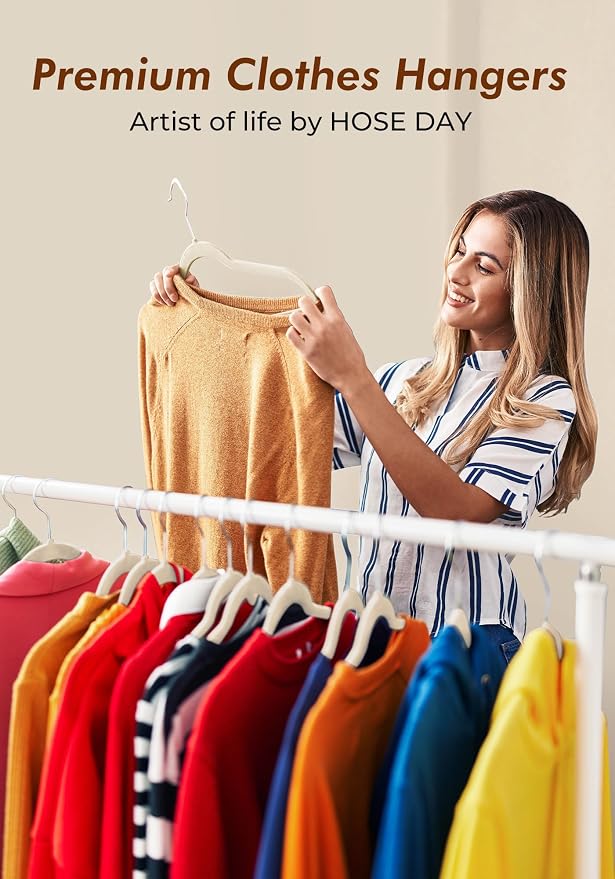 HOUSE DAY Ivory Velvet Hangers 50 Pack - Image 8