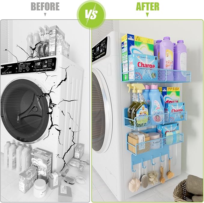 4 Pack Magnetic Shelves for Washing Machine, Heavy-Duty Magnetic Laundry - Image 6