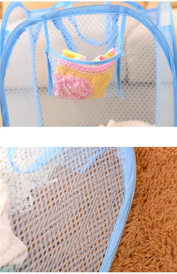Portable Extra Large Rectangle Pop-Up Clothes Basket Tall Laundry Mesh Hamper - Image 4