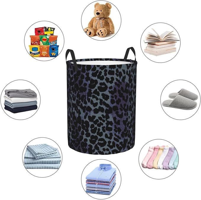 Grey And Black Leopard Print Laundry Hamper Bag - Image 5