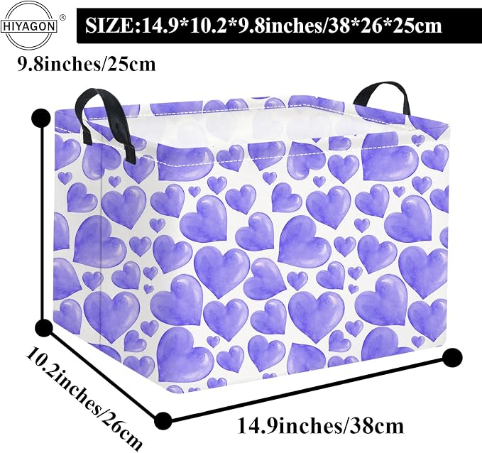 HIYAGON Rectangular Valentines Basket Fabric Storage Bin Storage Boxes - Image 7