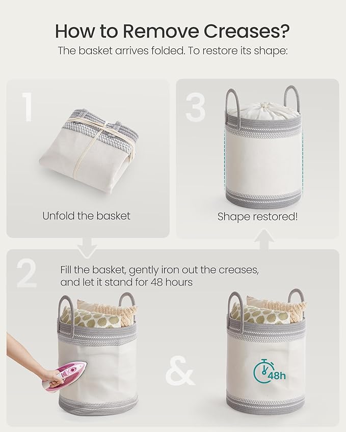 SONGMICS Laundry Hamper, Cotton Rope Laundry Basket - Image 6