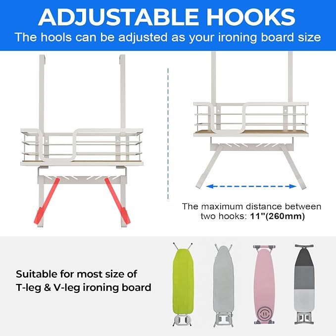 TJ.MOREE Over The Door/Wall Mount Ironing Board Hanger, Laundry Room Iron and - Image 5