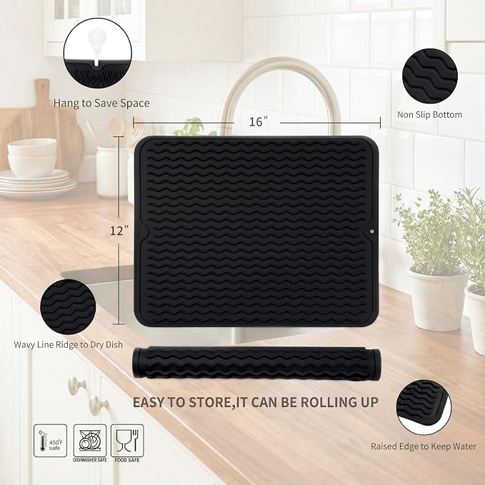 Silicone Dish Drying Mat for Multiple Usage, Easy clean, Eco-friendly, - Image 2