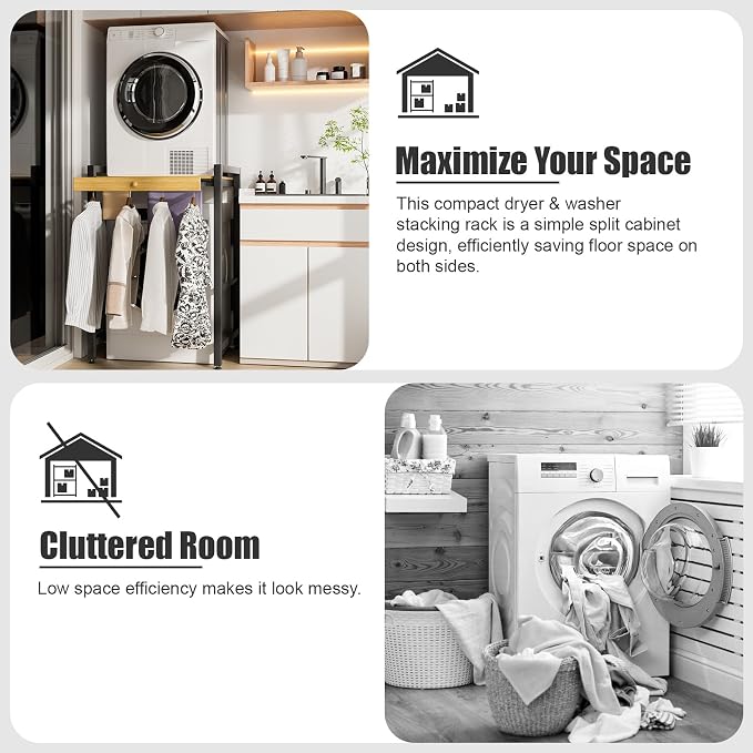 YOXIER Laundry Room Shelves & Drying Rack, Adjustable Over Washer Storage Shelf - Image 3