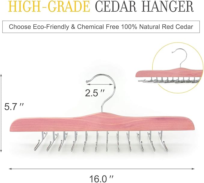 TOPIA HANGER American Red Cedar Wooden Tie Racks - Image 2