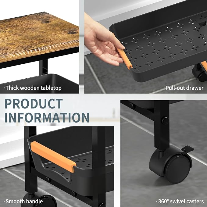 5 Tier Slim Rolling Utility Cart - Image 3