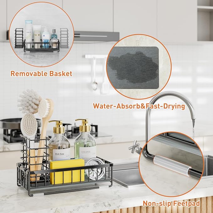 OVICAR Kitchen Sink Caddy Sponge Holder - Image 4