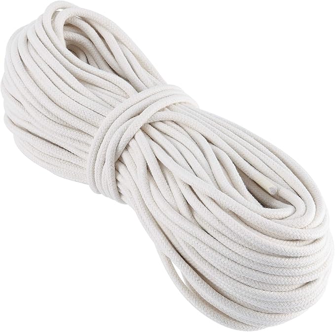 HAKZEON 164FT 1/4 Inch Cotton Rope, Natural Cotton Braided Rope, All-Purpose by HAKZEON