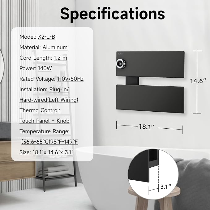 P&Dlusir Towel Warmer, Heated Towel Rack - Image 6