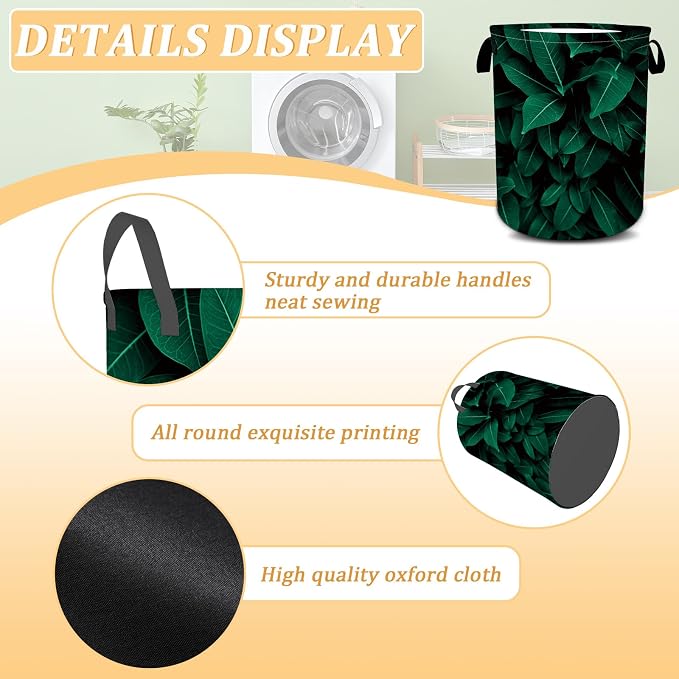 Tropical Leaves Laundry Basket, Plants Laundry Hamper Foldable Waterproof - Image 6