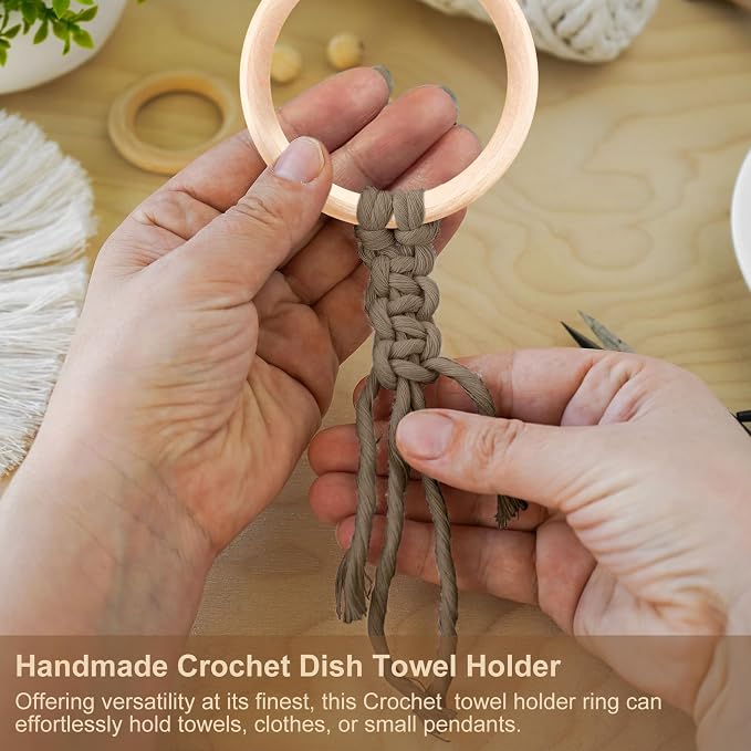 Tioncy 4 Pcs Kitchen Dish Towel Holder Boho Handmade Crochet Hanging Towels - Image 6