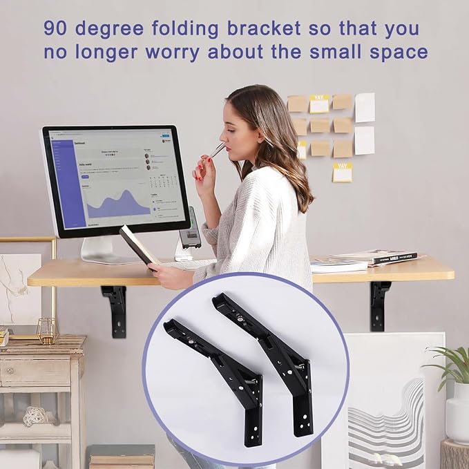 Folding Shelf Brackets Hinges 2 Pcs, Drop Leaf Hinges, Wall Drop Leaf Table - Image 2