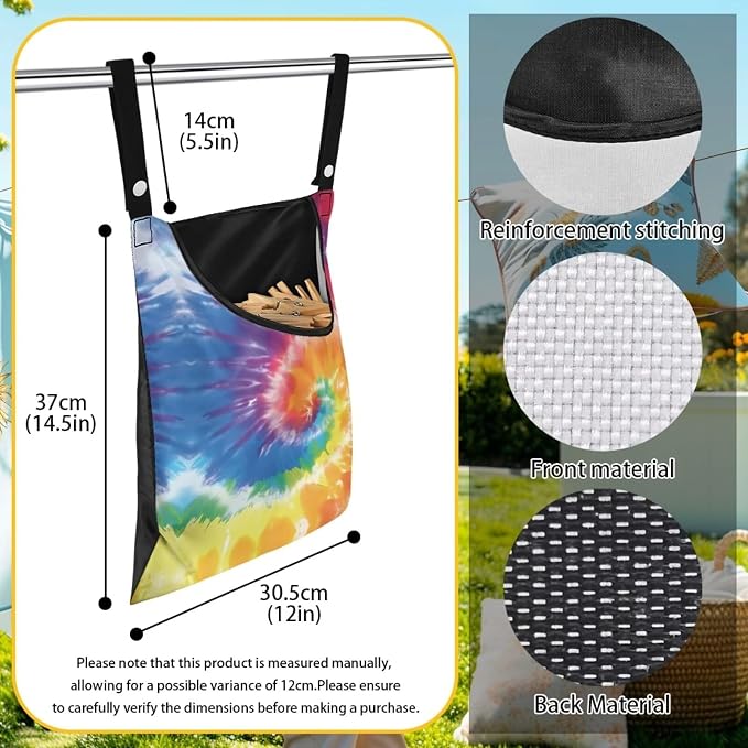 Rainbow Tie Dye Hanging Clothes Pin Bag - Image 6