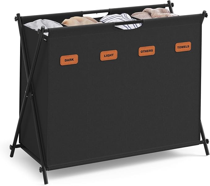SONGMICS Laundry Hamper, Laundry Basket, 40.9 Gal. Laundry Sorter 4 Sections by SONGMICSbySONGMICSHOME