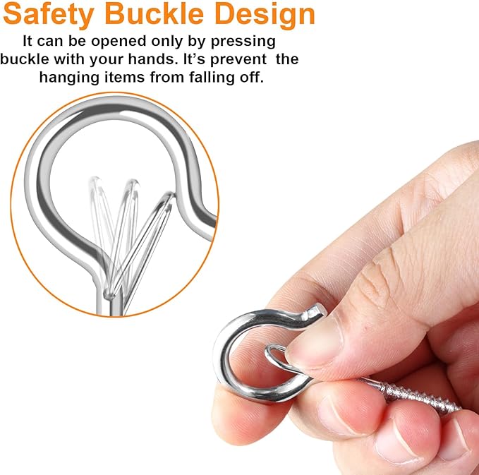 50 Pack Screw-in Hooks for Outdoor String Lights, Q Hanger Hooks for Outside - Image 7