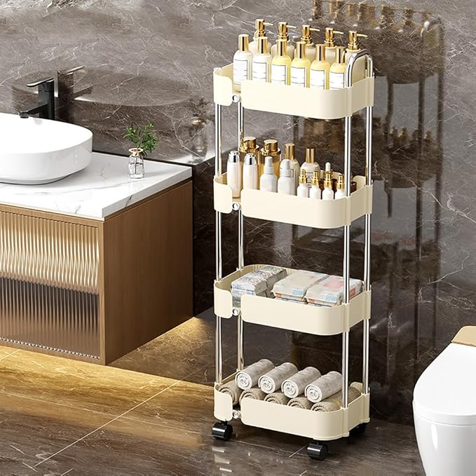2/3/4 Tier Storage Trolley, Mobile Slim Rolling Utility Cart by Wiodeiv