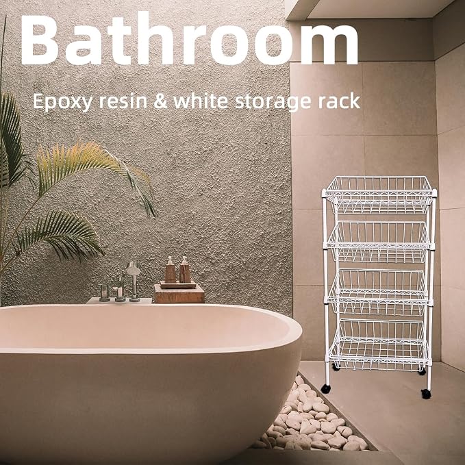 NSF white 4-layer storage rack, kitchen basket rack, vegetable tableware sorting - Image 9