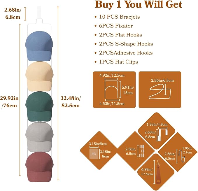 10 Pack Over The Door Hat Organizer - Image 6