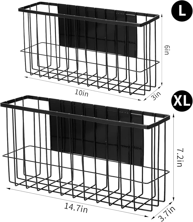 2 Pack Magnetic Basket Organizer Shelf Rack - Image 2