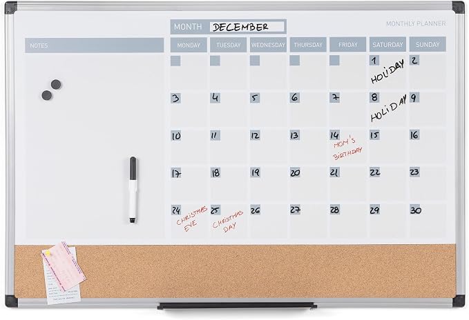 MasterVision Magnetic Dry Erase Monthly Calendar Planner Push Pin Corkboard - Image 14