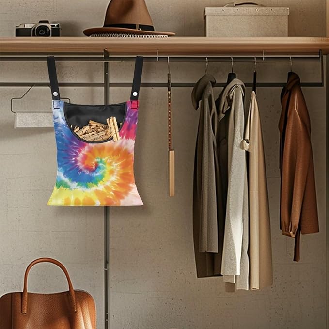 Rainbow Tie Dye Hanging Clothes Pin Bag - Image 4