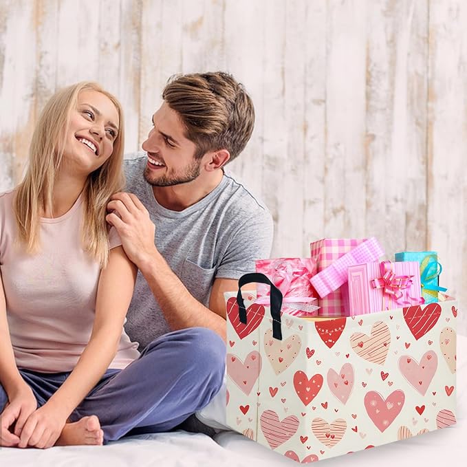 Rectangular Pink Valentine's Day Gift Basket, nursery basket, kids toy storage - Image 5