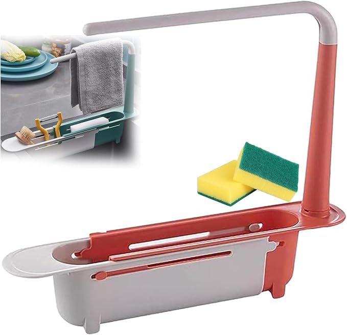 2026 Updated Telescopic Sink Storage Rack Adjustable, Kitchen Organizer Soap by Unknown